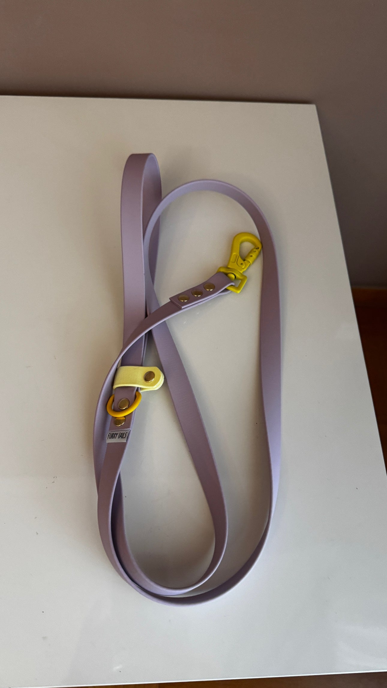 Βiothane Leash Purple -Yellow Safety loop