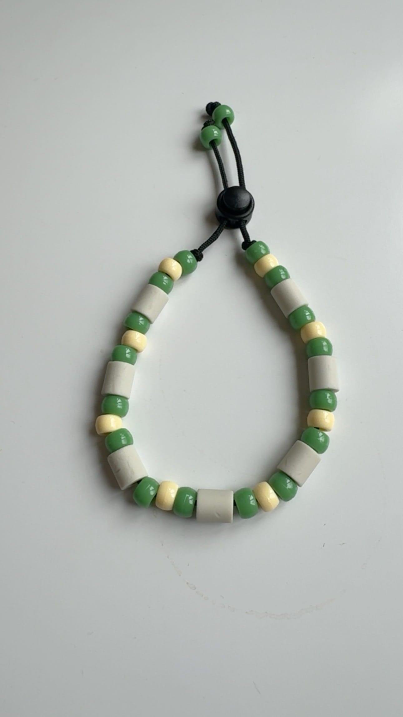 🌿 Pistachio & Cream EM Bead Necklace
