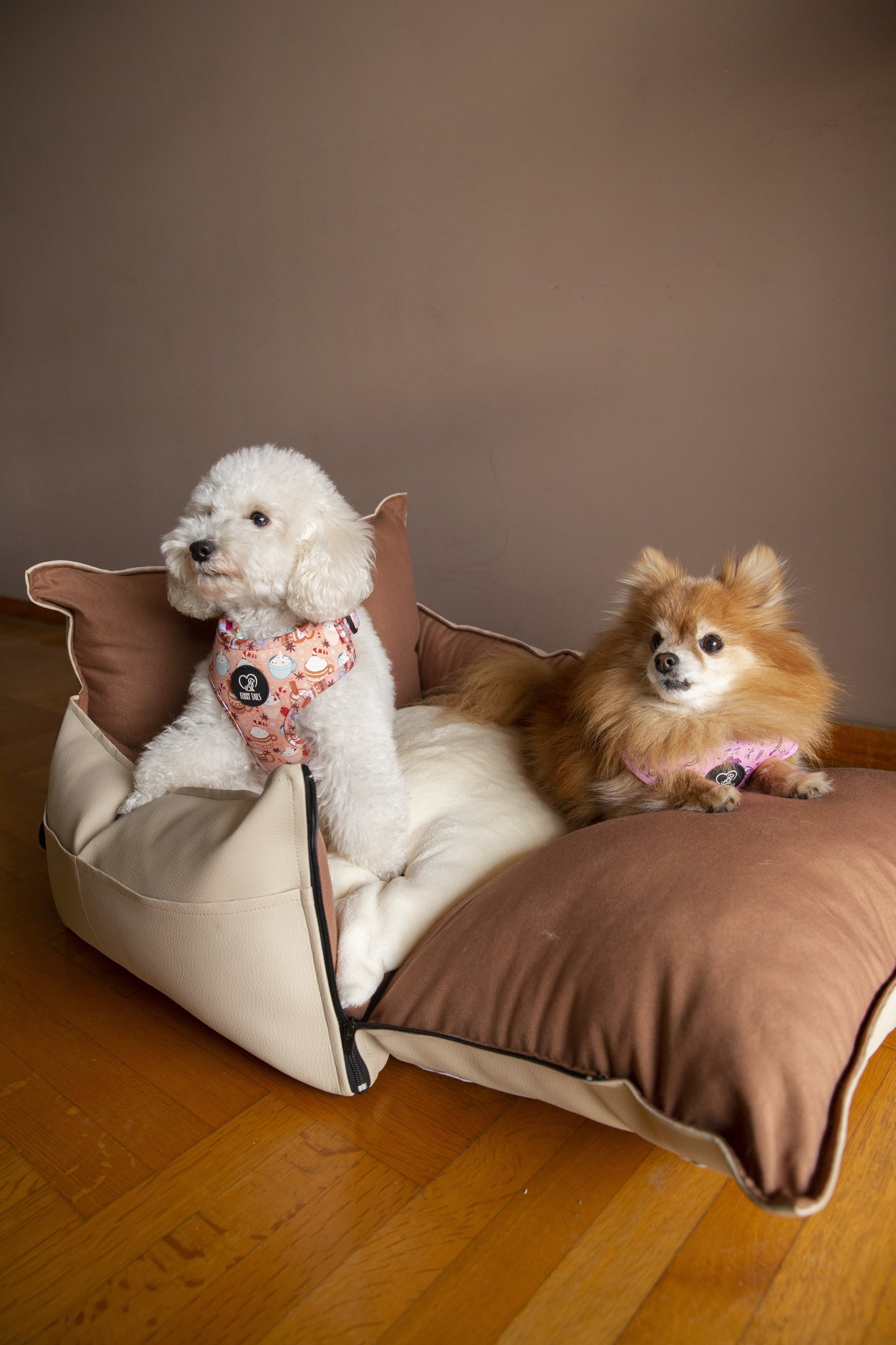 Luxury Dog Car Seat / Travel Bag - "Coffee & Cream"