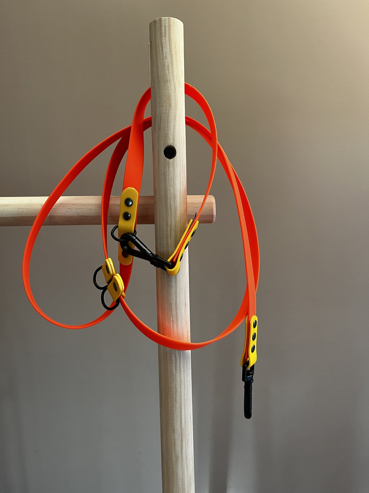 Handsfree Waterproof Leash - "Neon Orange and Yellow" Black