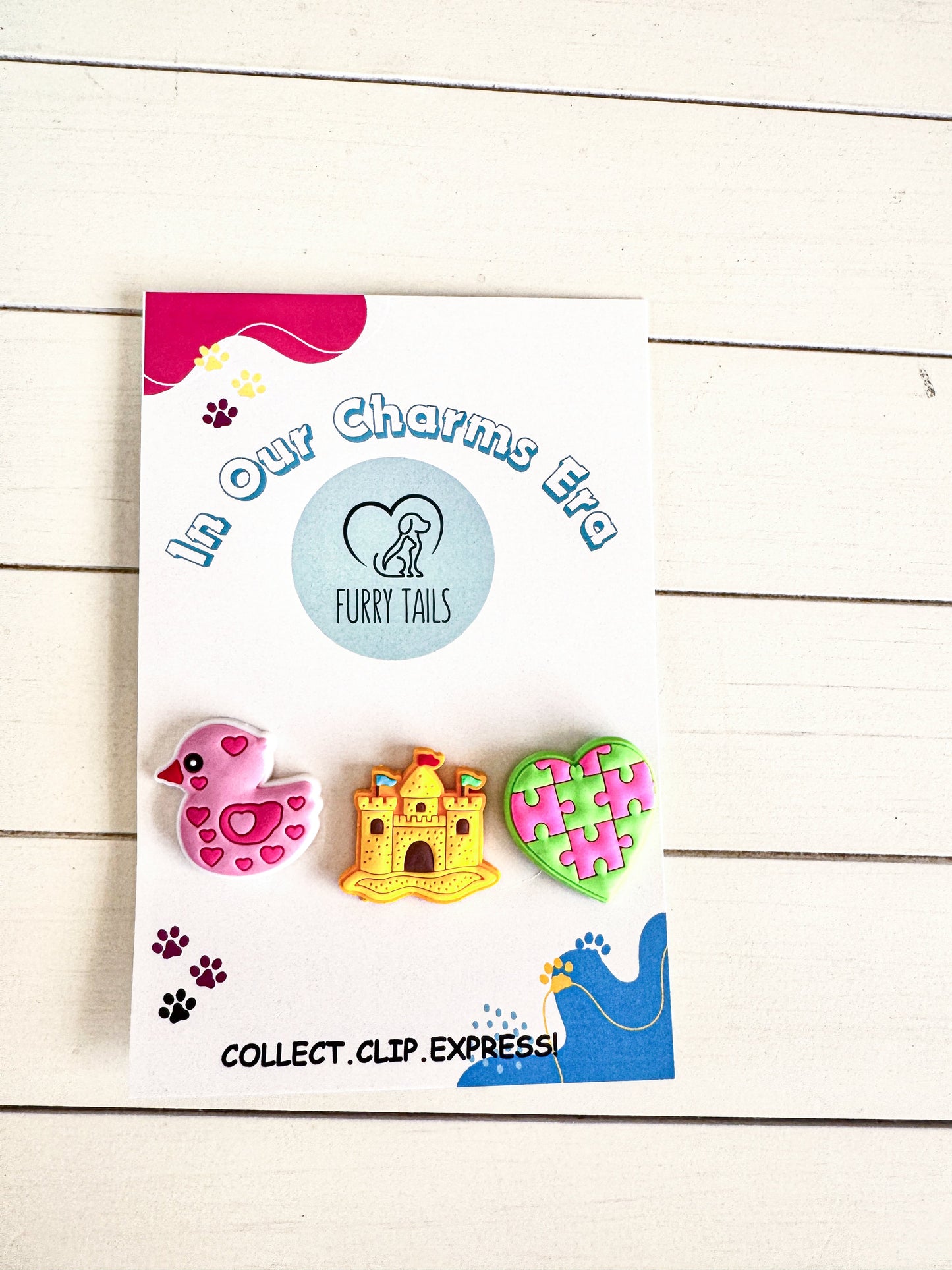 Triplet Charm Set - "My Heart is by the Beach"