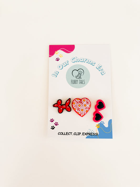 Triplet Charm Set - "I Love Red"