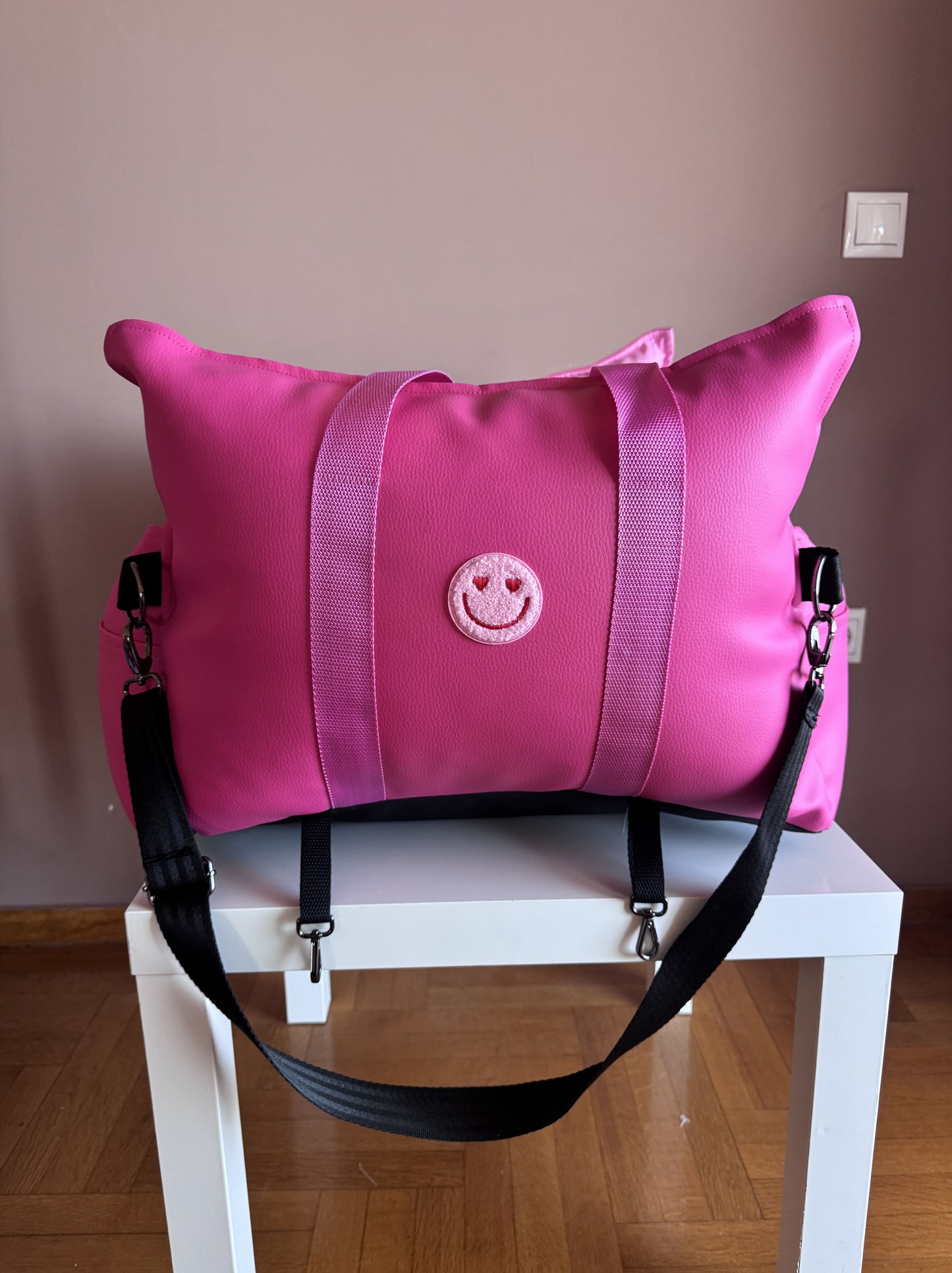 Luxury Dog Car Seat / Travel Bag - "Fuchsia Paws"