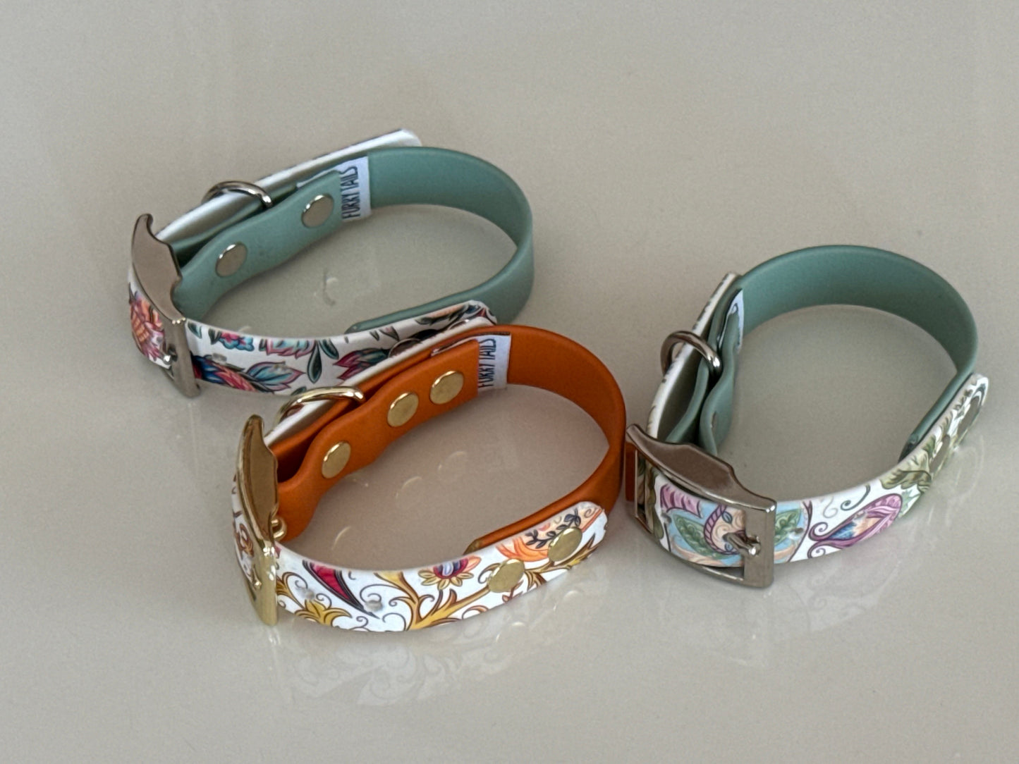 Printed Biothane collar - Sage Bohemian Bloom