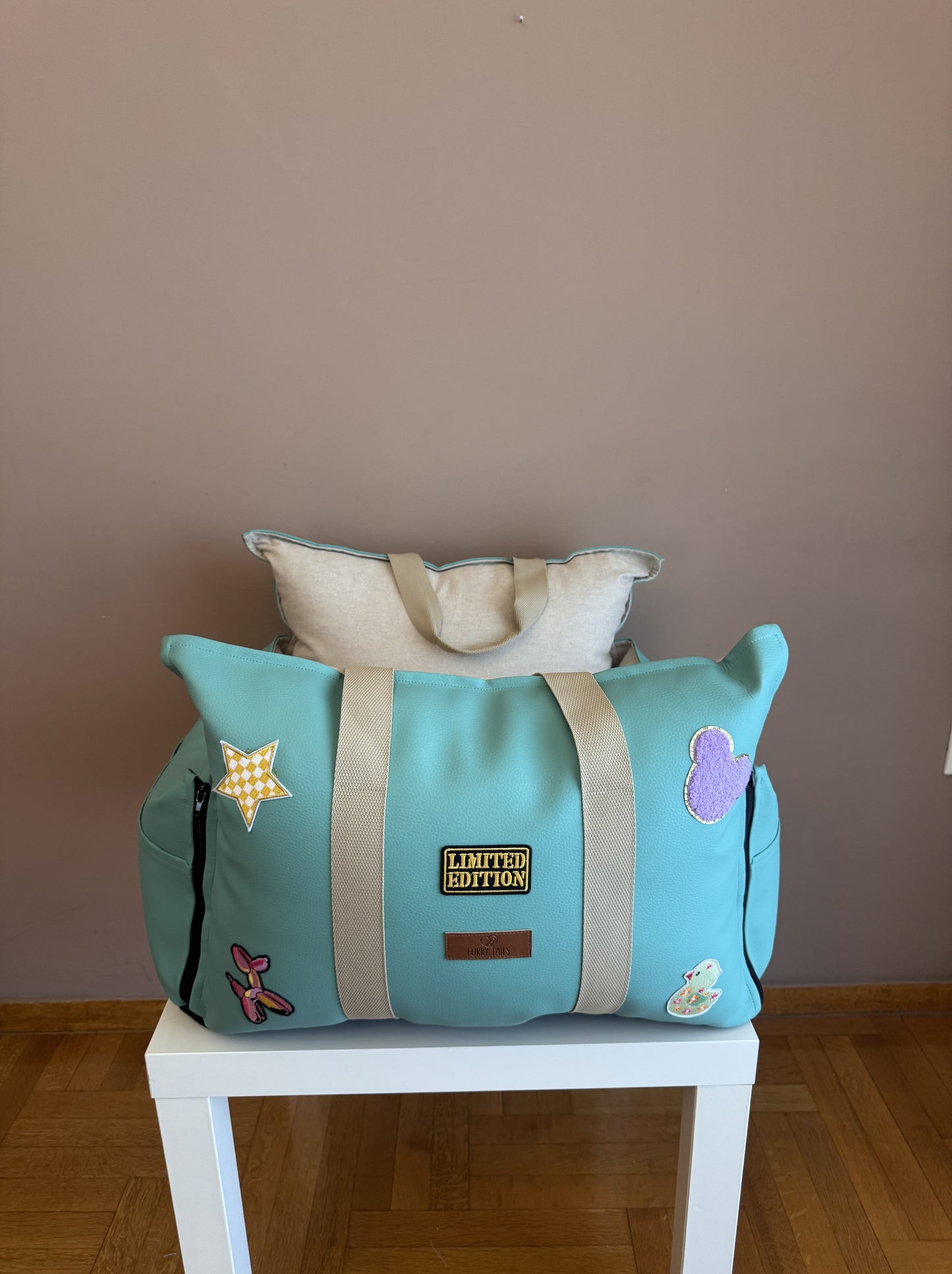 Luxury Dog Car Seat / Travel Bag - "Minty Breeze"