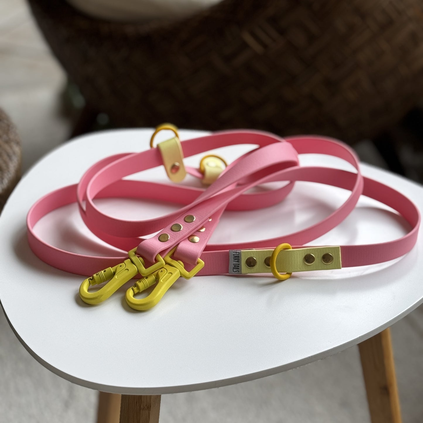 Biothane Handsfree Leash - Pink & Yellow