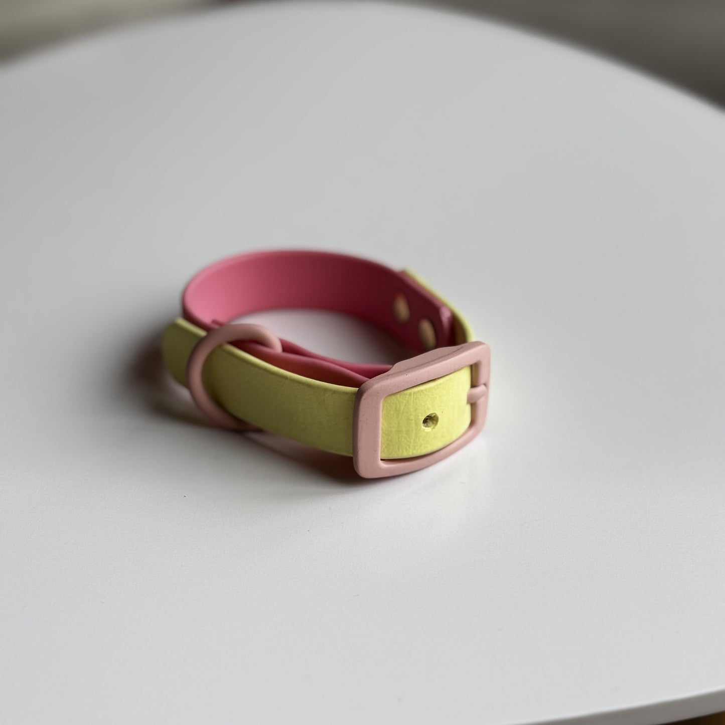 Two Tone Biothane Waterproof Collar -Pink & Yellow - Pastel Pink Accessories