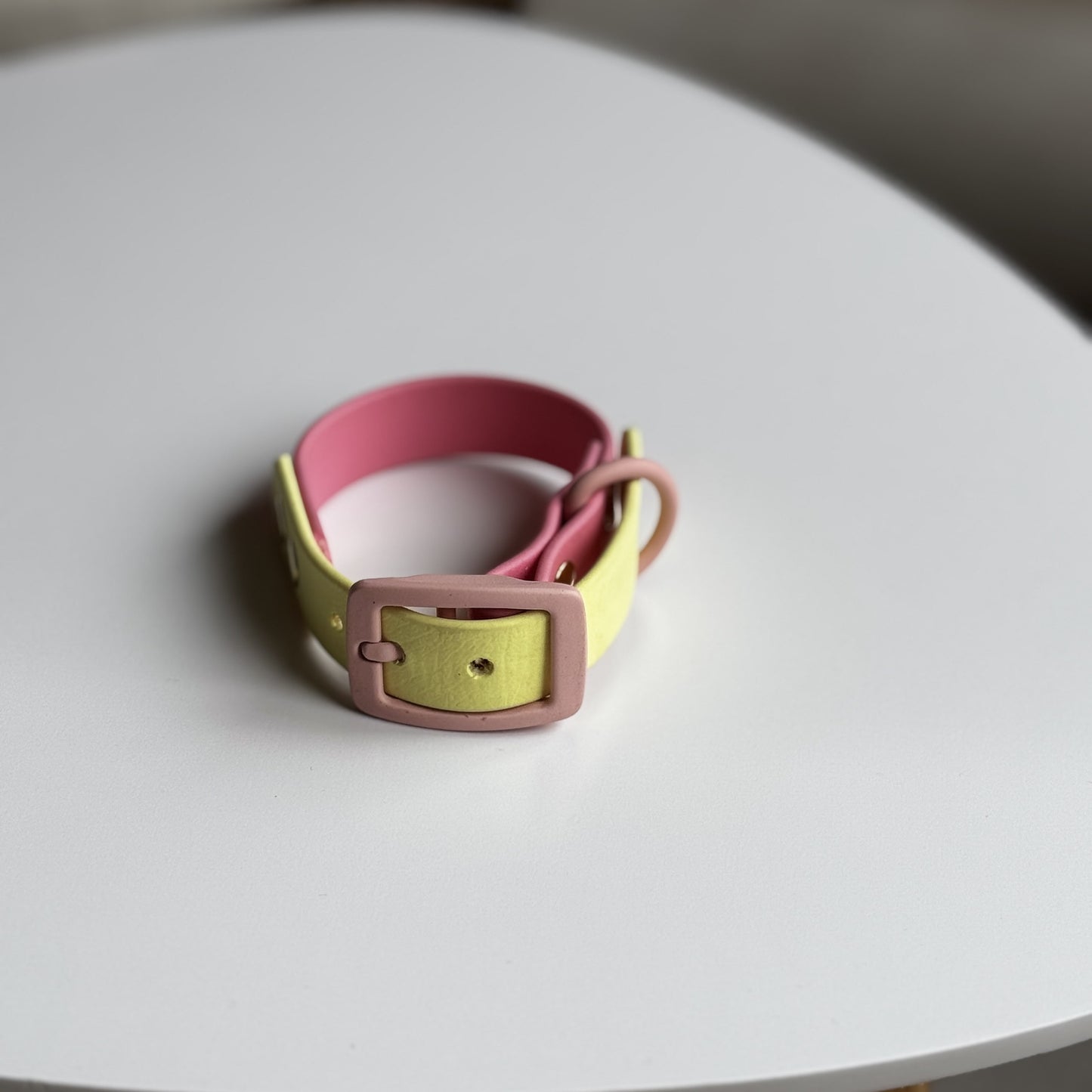 Two Tone Biothane Waterproof Collar -Pink & Yellow - Pastel Pink Accessories