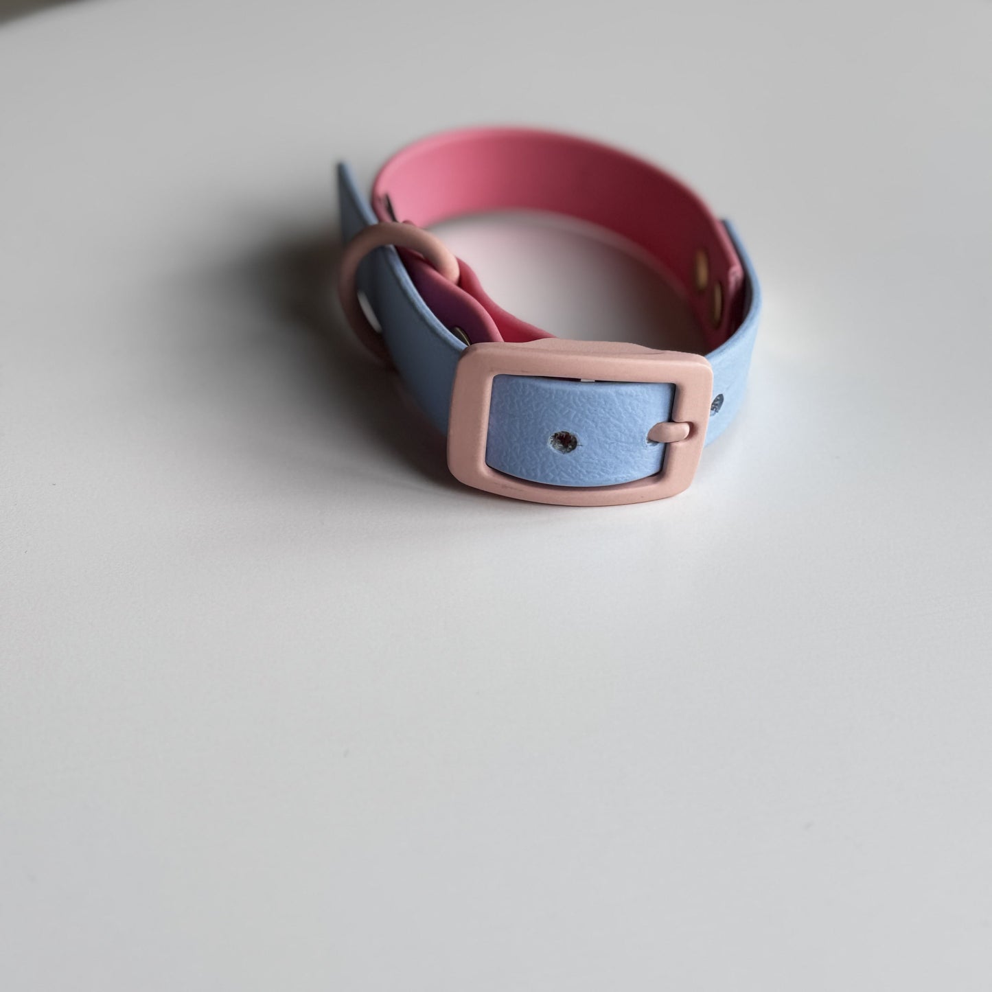Two Tone Biothane Waterproof Collar -Pink & Blue - Pastel Pink Accessories
