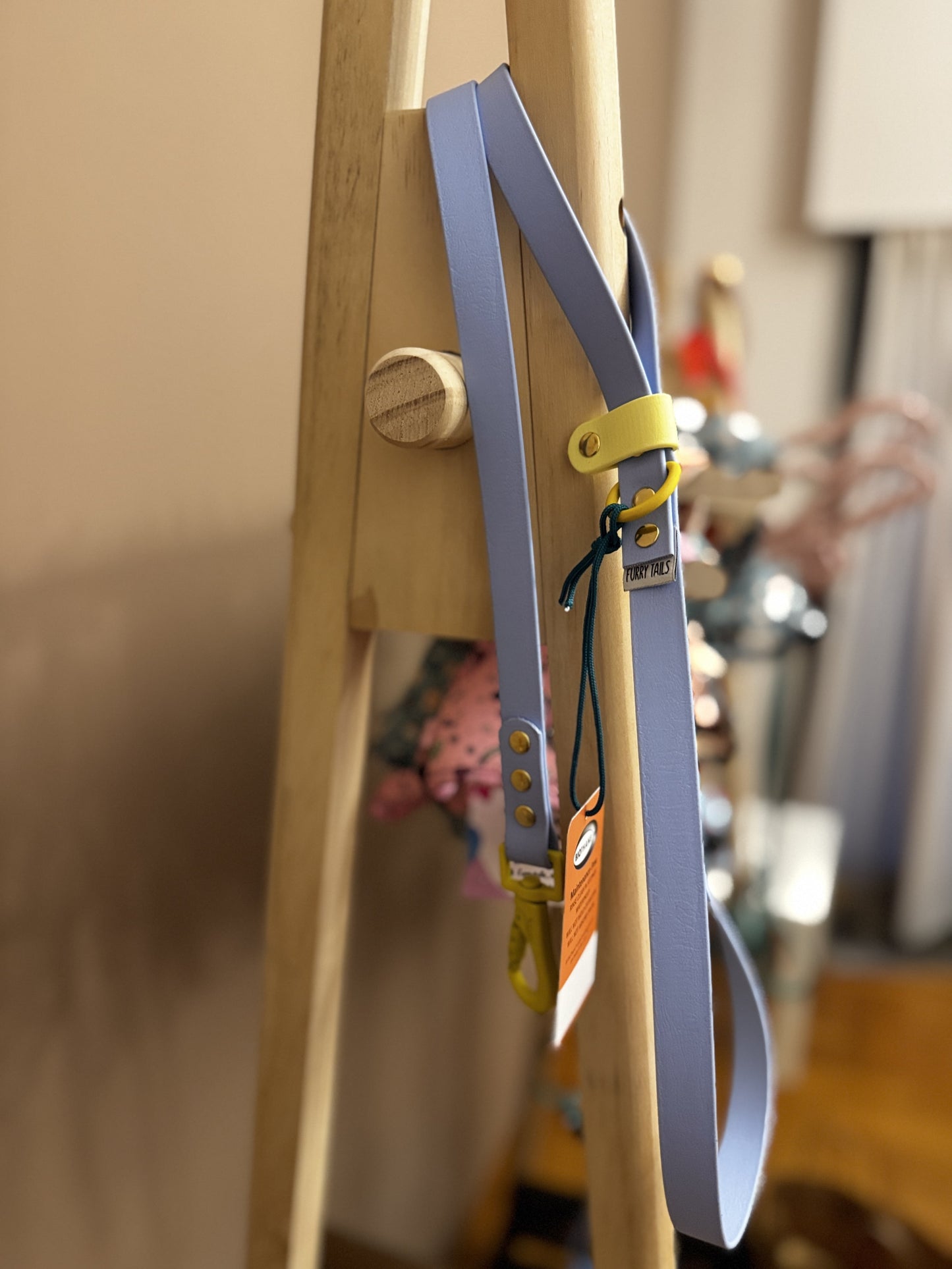 Βiothane Leash -Pastel Blue-Yellow- Safety loop