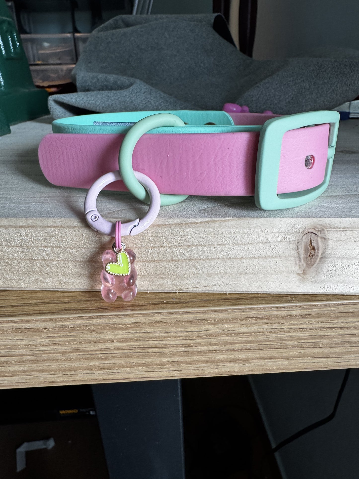 Two Tone Biothane Waterproof Collar -Pink & Green- Caribbean Green Accessories