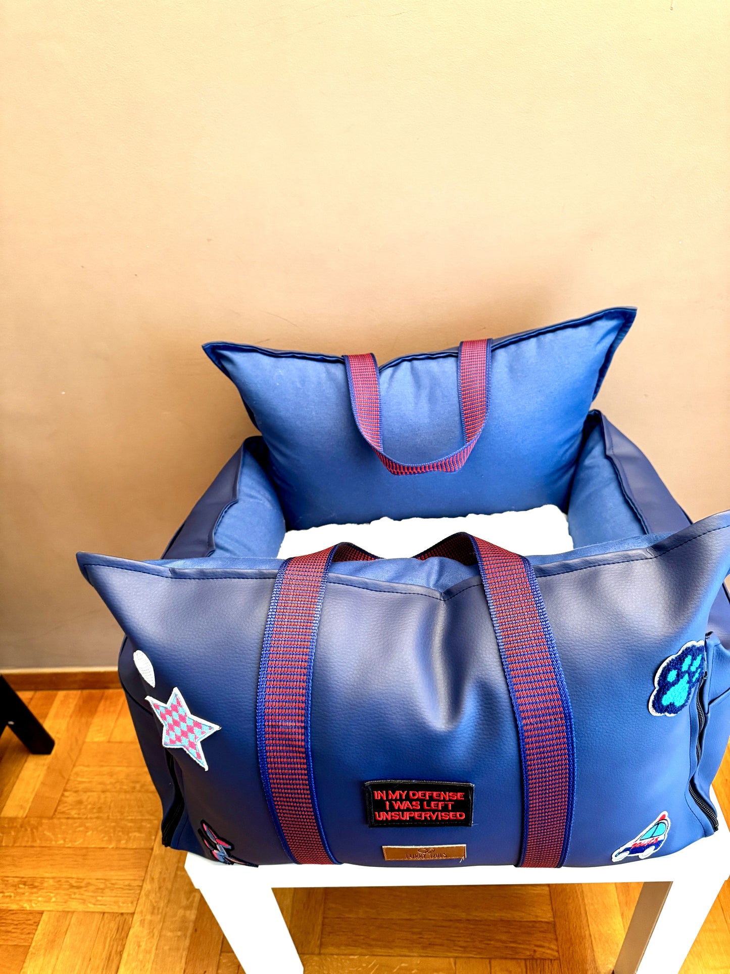 Luxury Dog Car Seat / Travel Bed - "Midnight rebel"