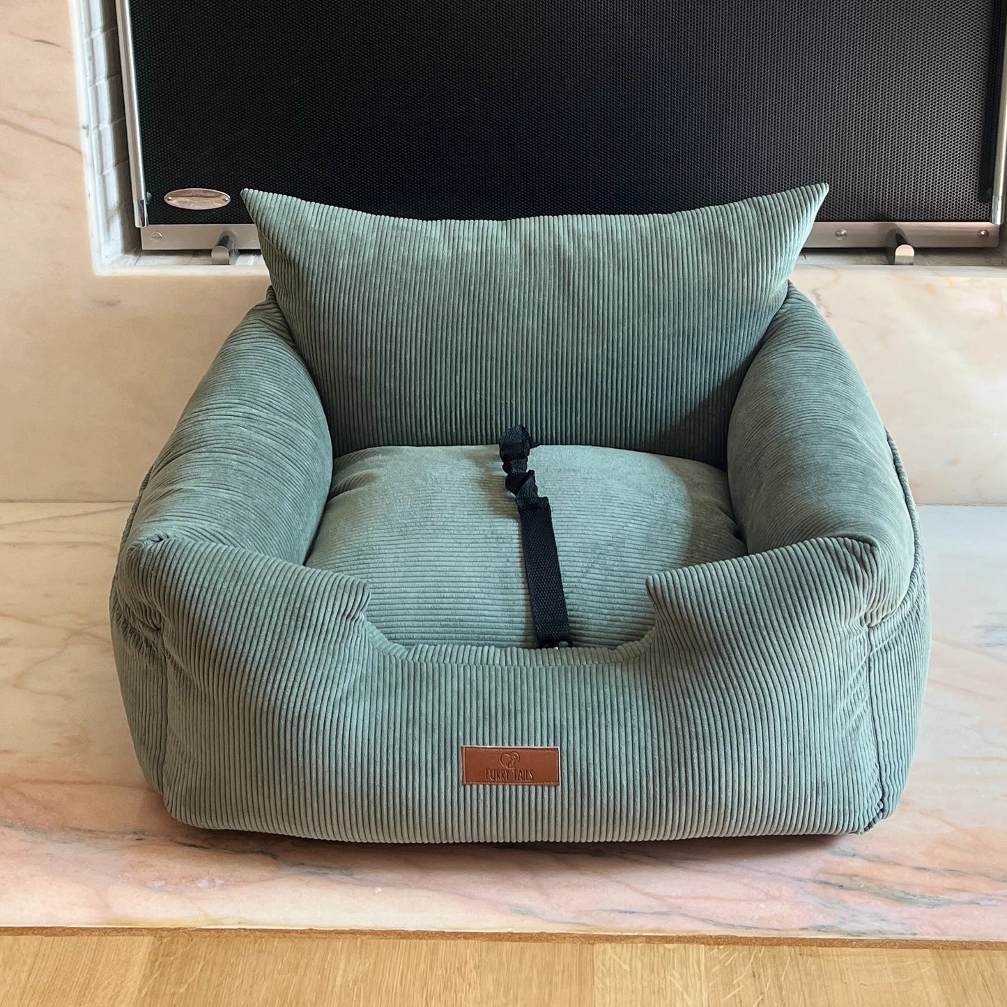Luxury Dog Car Seat - Corduroy Forest Green