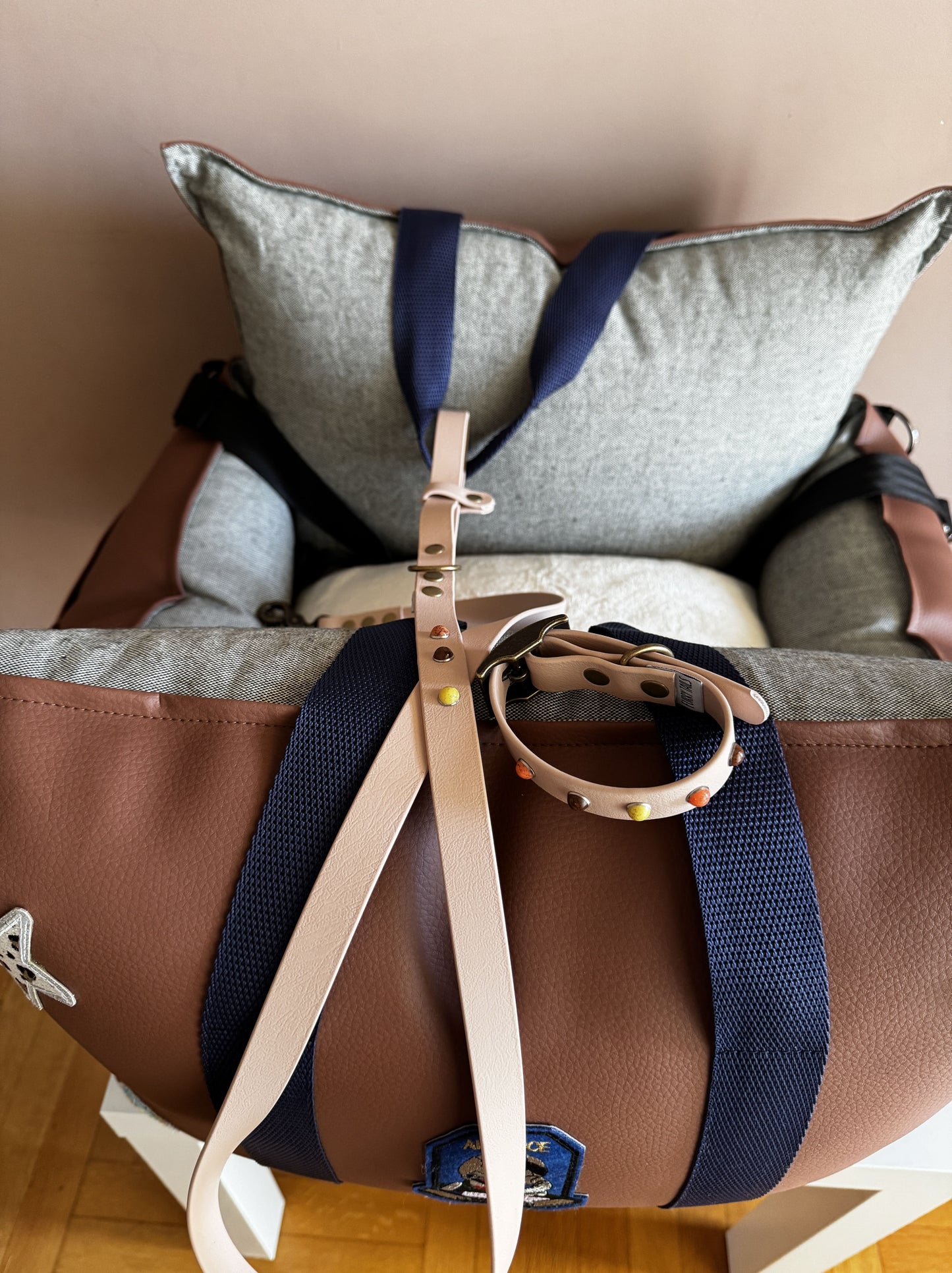 Biothane Collar - Powder Tan with Coloured Studs