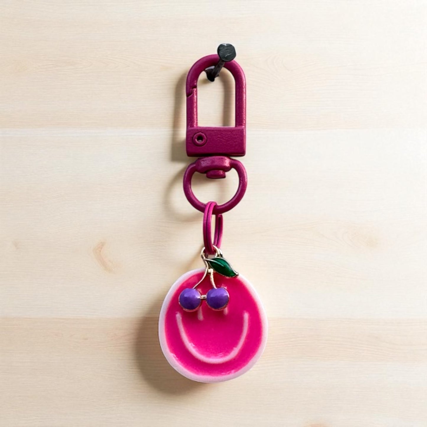 Smiley Face Charm - Fuchsia