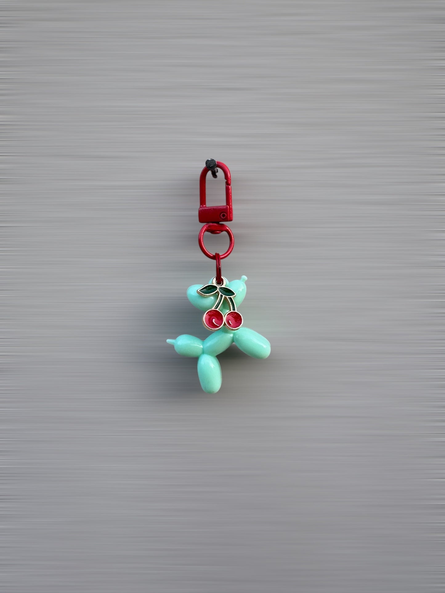 Balloon Dog Charm - Aqua - Cherries