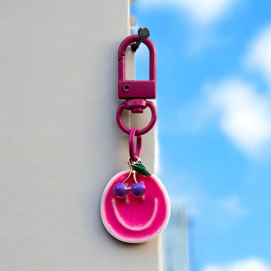 Smiley Face Charm - Fuchsia