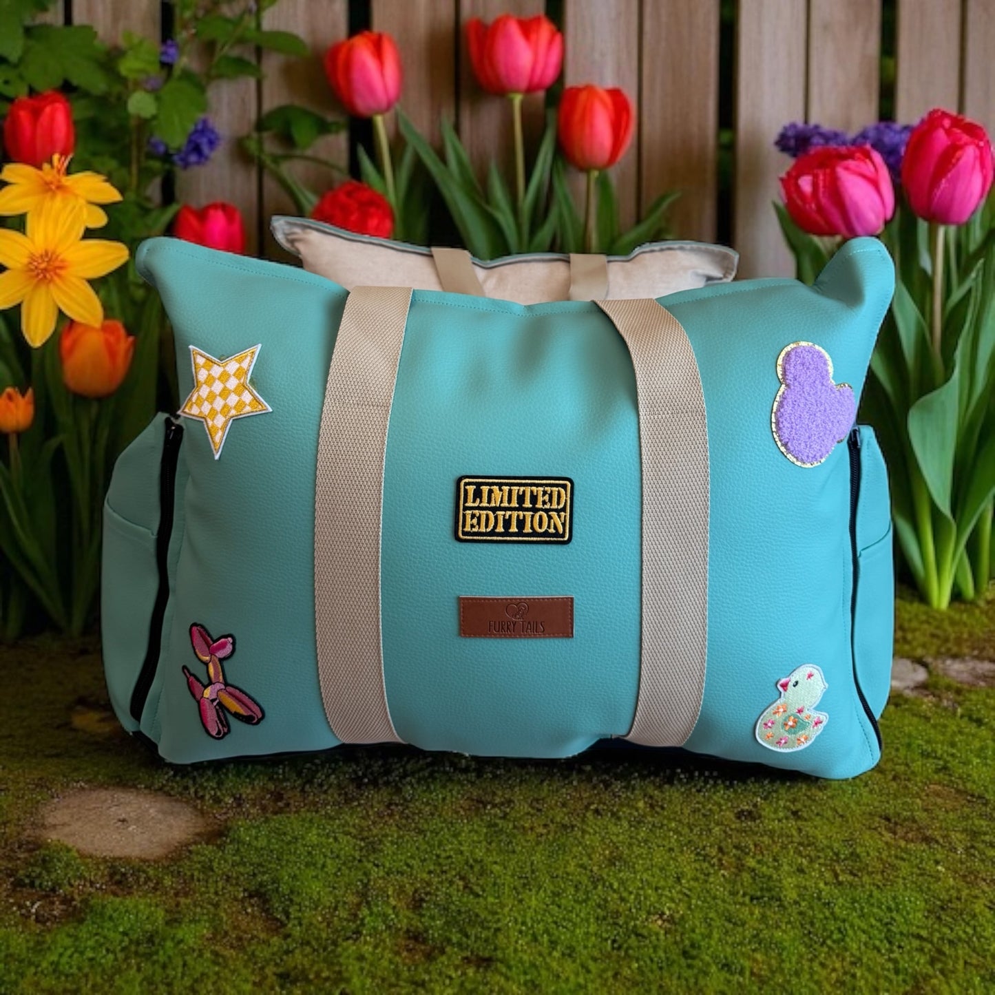 Luxury Dog Car Seat / Travel Bag - "Minty Breeze"