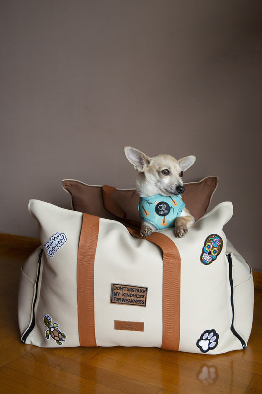 LUXURY DOG CAR SEAT / TRAVEL BAG - "COTTON CANDY"