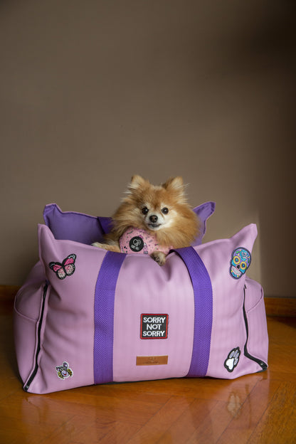 LUXURY DOG CAR SEAT / TRAVEL BAG - "COTTON CANDY"