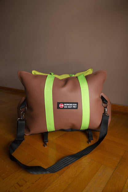 LUXURY DOG CAR SEAT / TRAVEL BAG - "MOCHA LIME"