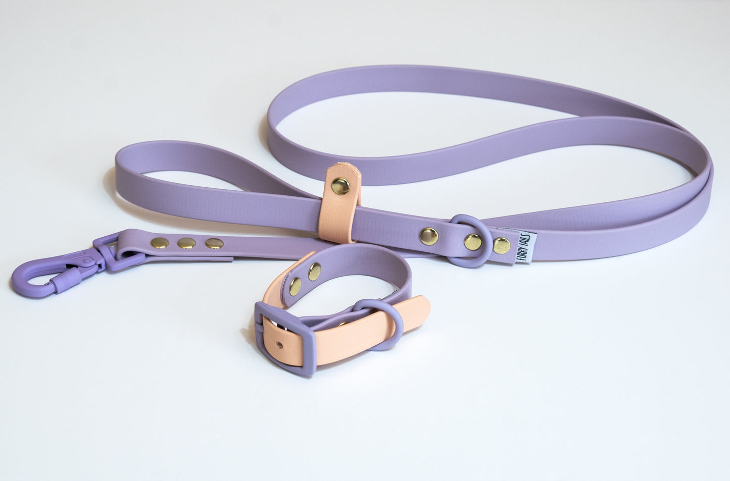 Two Tone Biothane Waterproof Collar -Purple & Peach- Pastel Purple Accessories