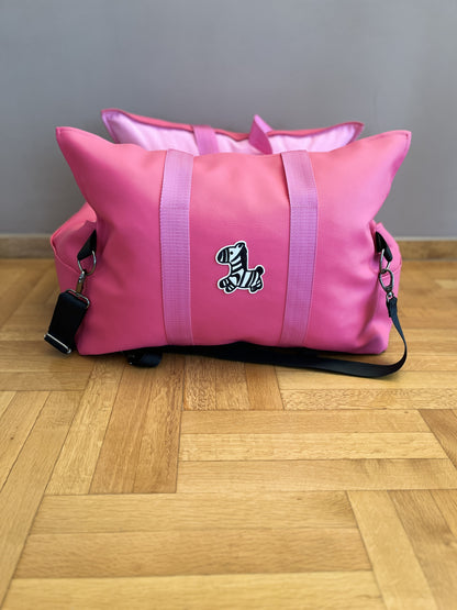 LUXURY DOG CAR SEAT / TRAVEL BAG - "FUCHSIA PAWS"