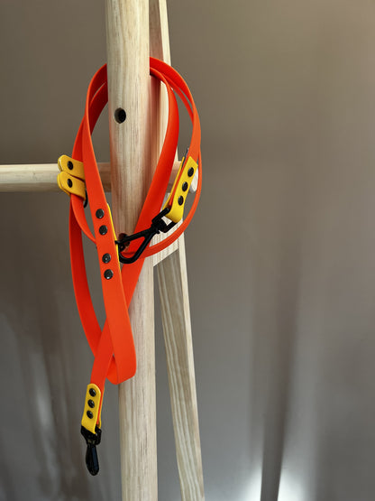 Handsfree Waterproof Leash - "Neon Orange and Yellow" Black