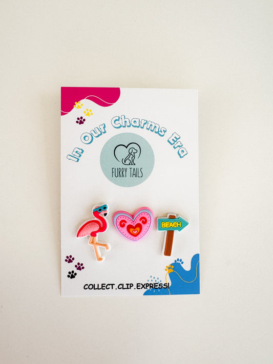Triplet Charm Set - "Flamingo Love"