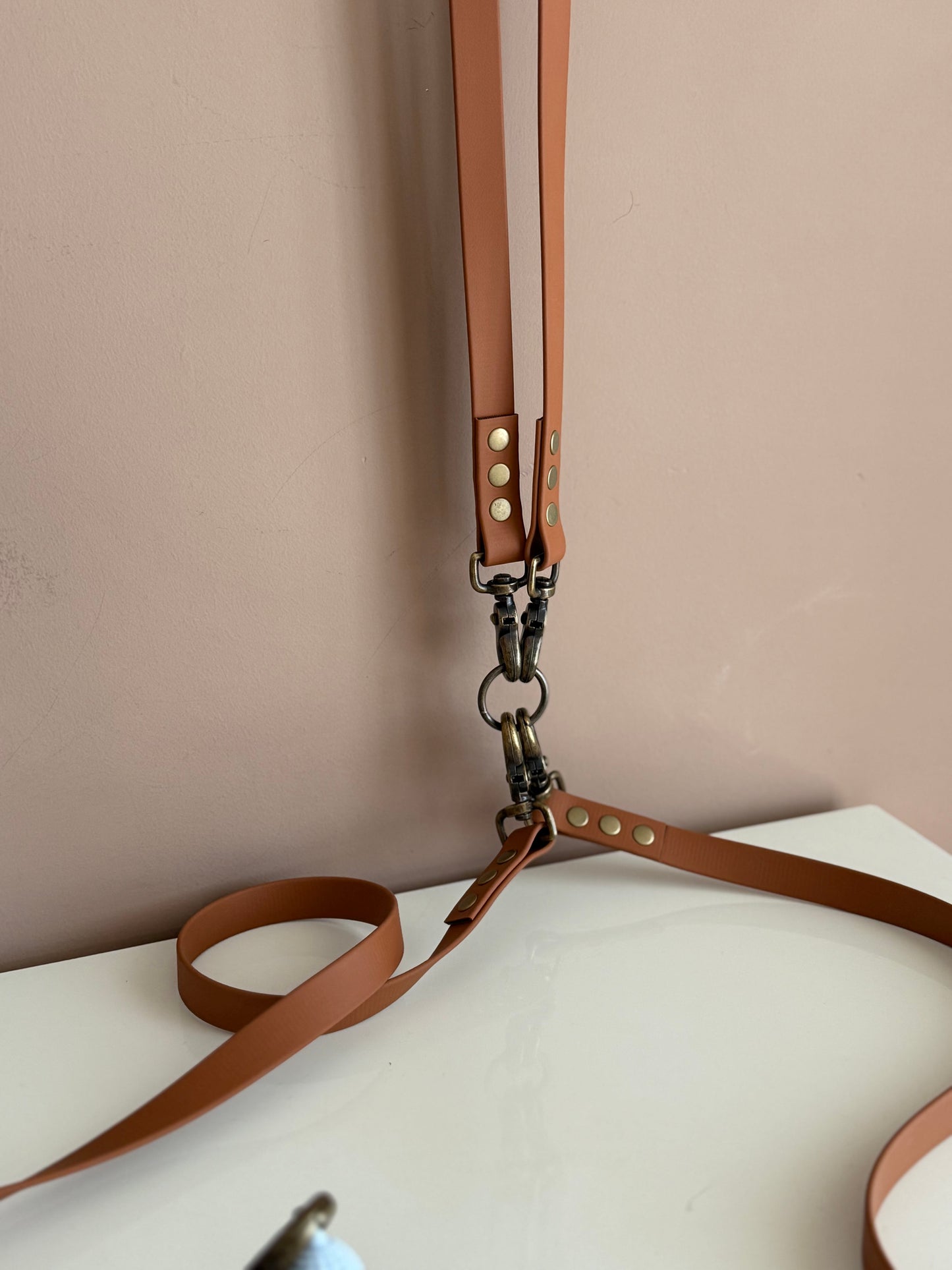 Milk Chocolate Biothane Handsfree Leash - For Two