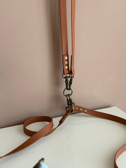 Milk Chocolate Biothane Handsfree Leash - For Two