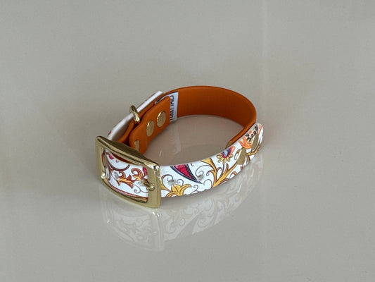 Printed Biothane collar - Amber Paisley