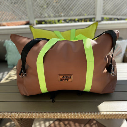 Luxury Dog Car Seat / Travel Bag - "Mocha Lime"