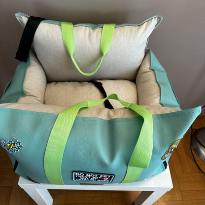 Luxury Dog Car Seat / Travel Bag  - "Minty Breeze"