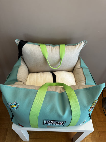 LUXURY DOG CAR SEAT / TRAVEL BAG - "COTTON CANDY"