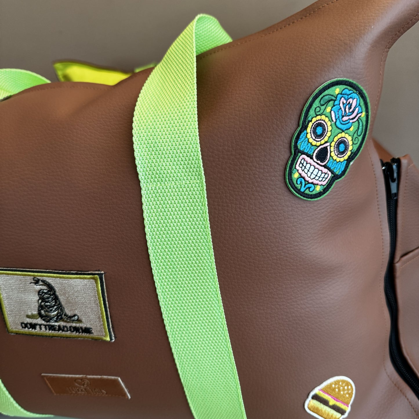 Luxury Dog Car Seat / Travel Bag - "Mocha Lime"