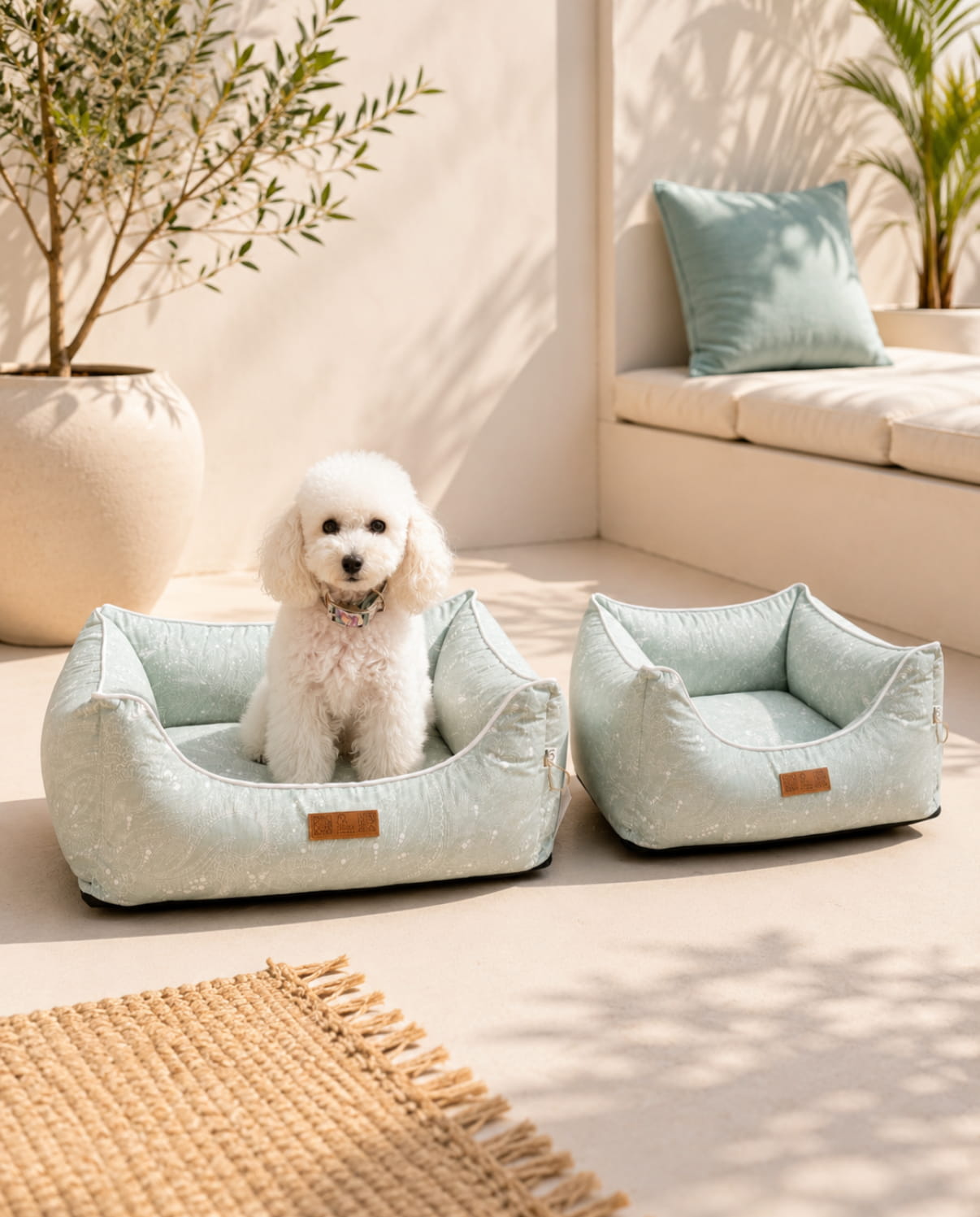 Dog Bed - Cozy "Paisley-Sage Green"