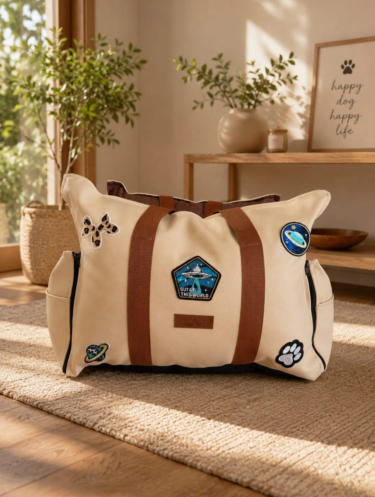 LUXURY DOG CAR SEAT / TRAVEL BAG - "COTTON CANDY"