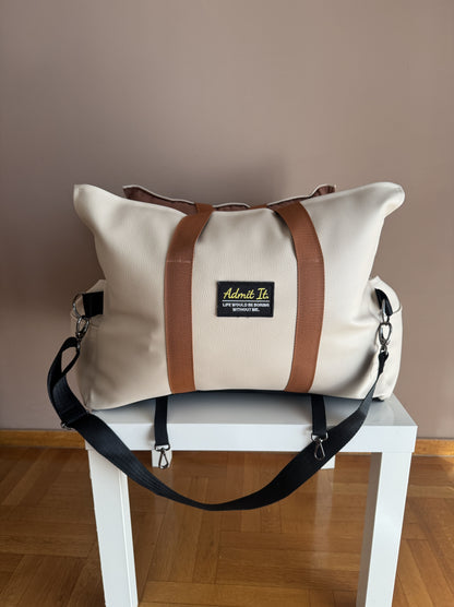 Luxury Dog Car Seat / Travel Bag  - "Coffee & Cream"
