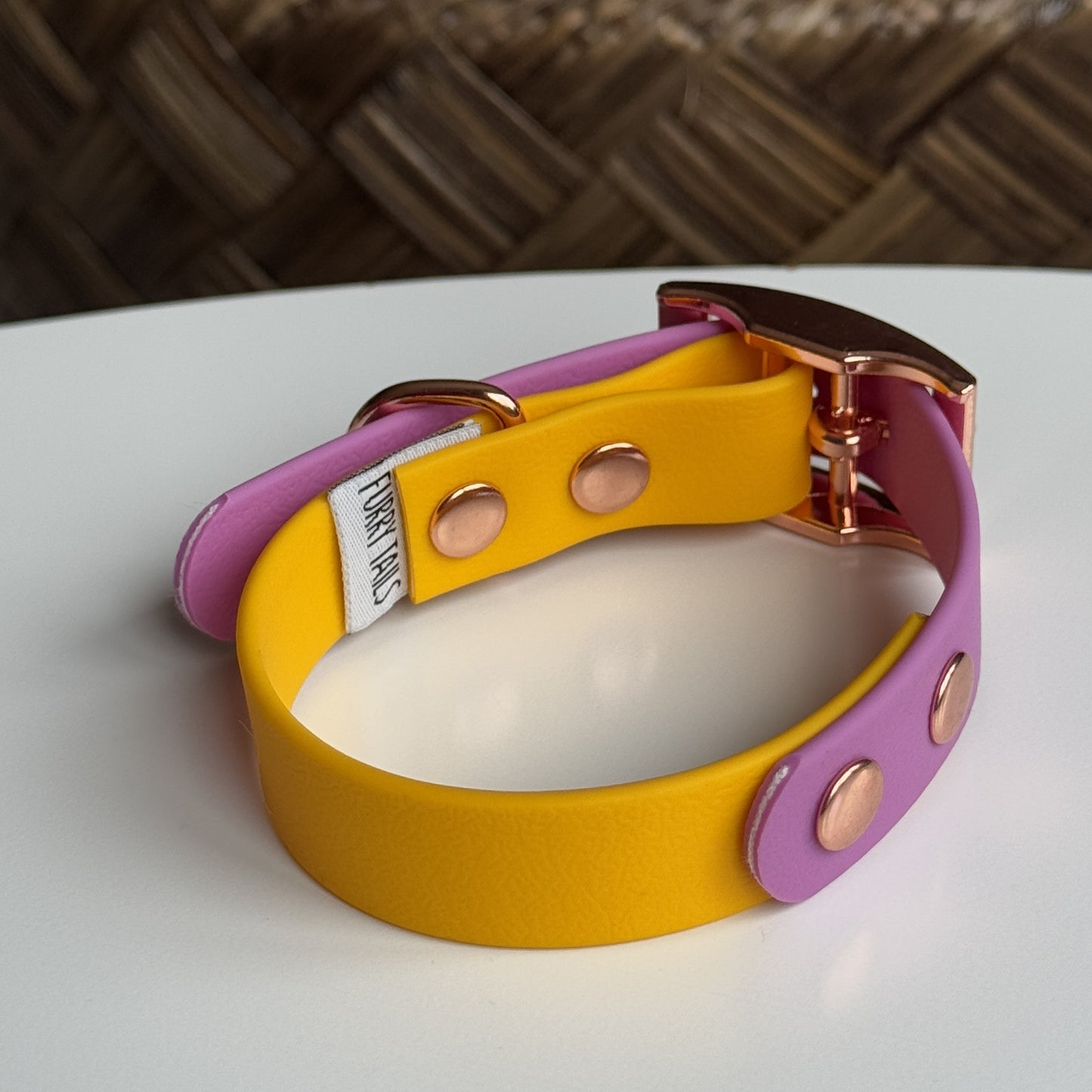Two Tone Waterproof Collar -Lilac & Yellow - Rose Gold Accessories