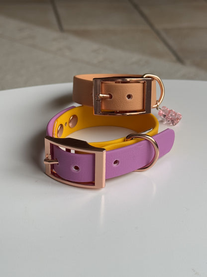 Two Tone Waterproof Collar -Lilac & Yellow - Rose Gold Accessories