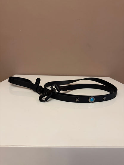 Βiothane Leash Black -Star Studs-  Safety loop