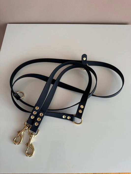 Biothane Handsfree Leash - Black - Gold accessories