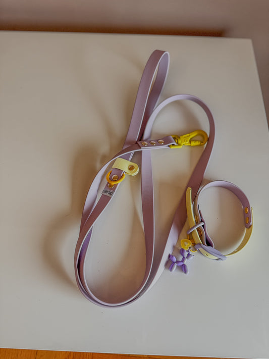 Βiothane Leash  Purple -Yellow Safety loop