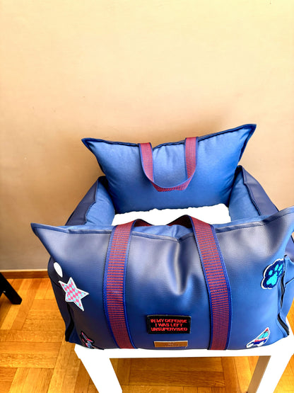 Luxury Dog Car Seat / Travel Bed - "Midnight rebel"