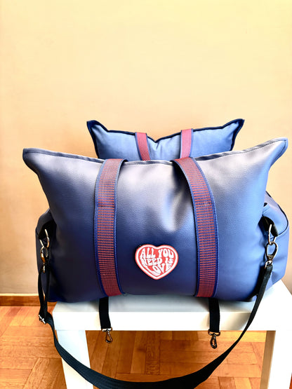 Luxury Dog Car Seat / Travel Bed - "Midnight rebel"