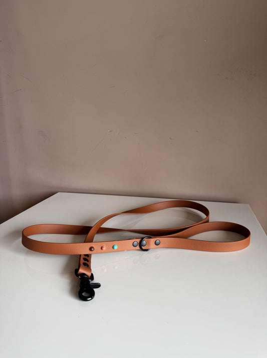 Βiothane Leash Brown -Colourful Studs-  Safety loop