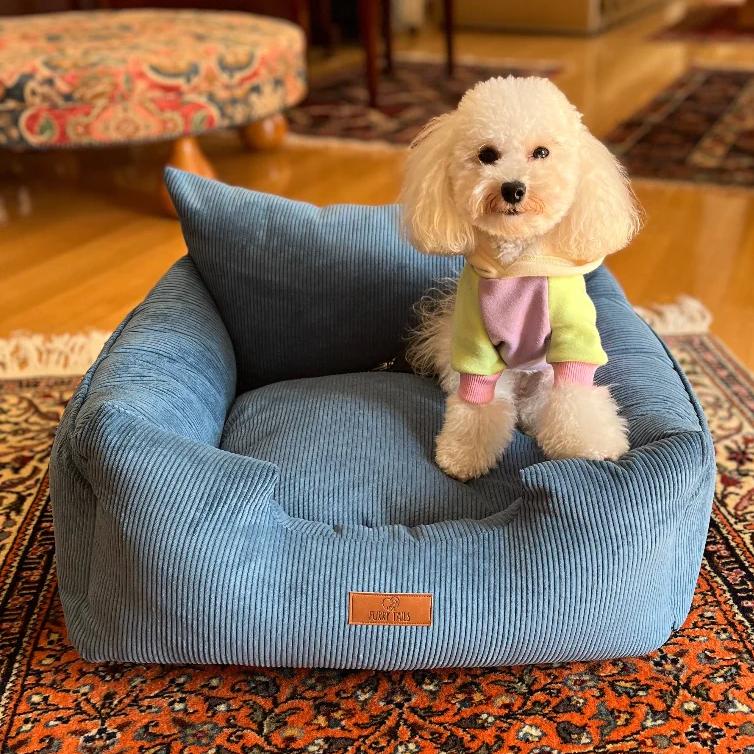 Luxury Dog Car Seat - Corduroy Navy Blue