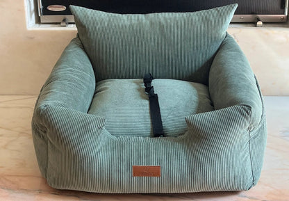 Luxury Dog Car Seat  - Corduroy Forest Green