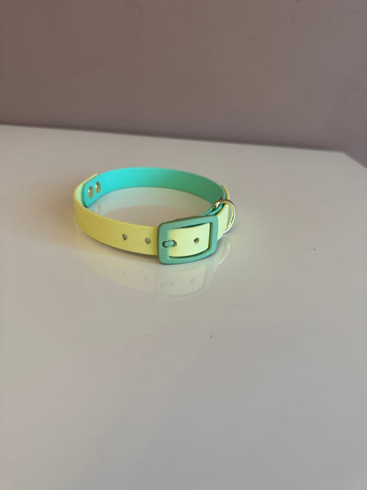 Two Tone Biothane Waterproof Collar -Pastel Green & Yellow - Pastel Green Accessories